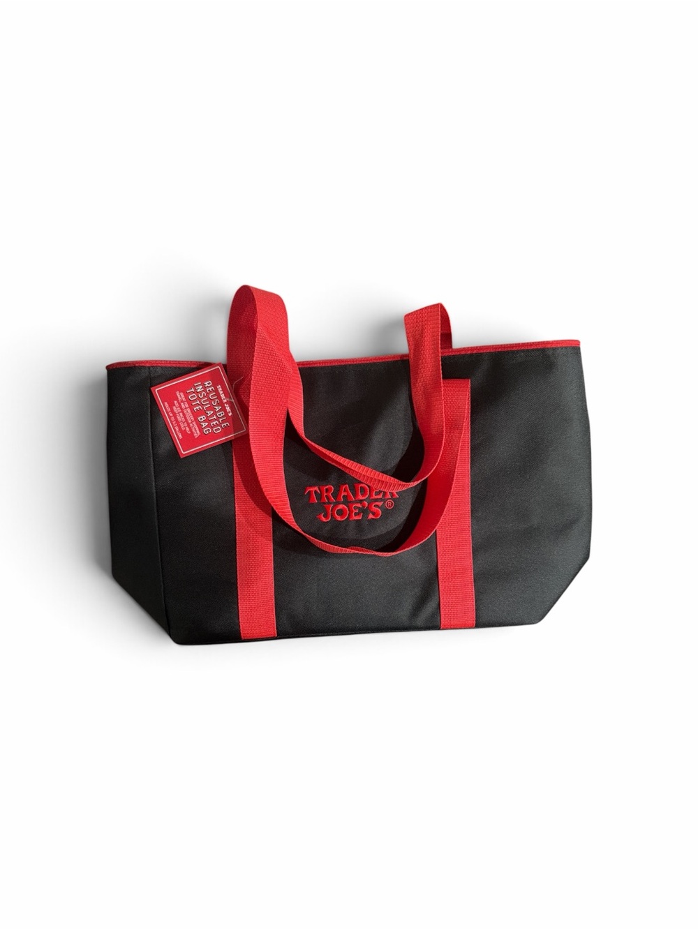 Trader Joe's Insulated Tote Bag - Black with Red